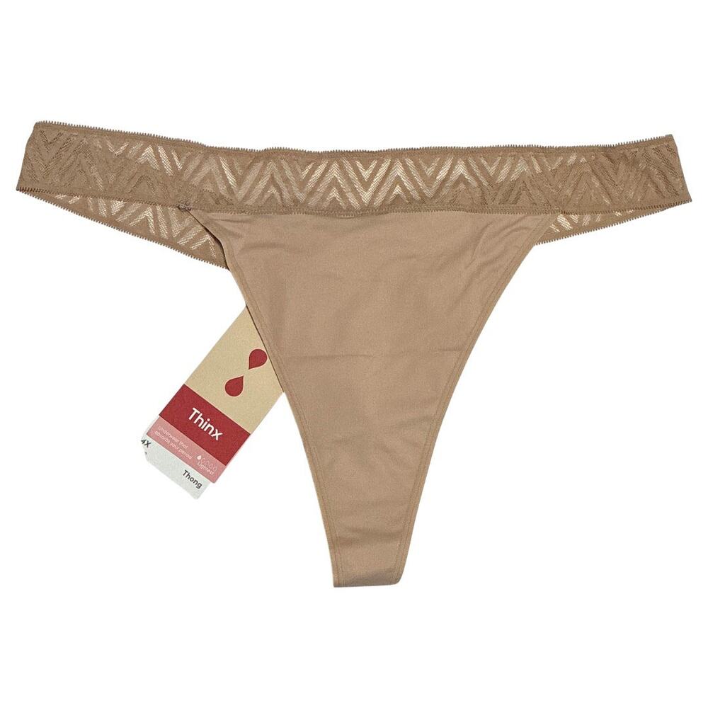NWT THINX Period Tanga String Thong Underwear 4XL Beige Light Absorbency Size 4X